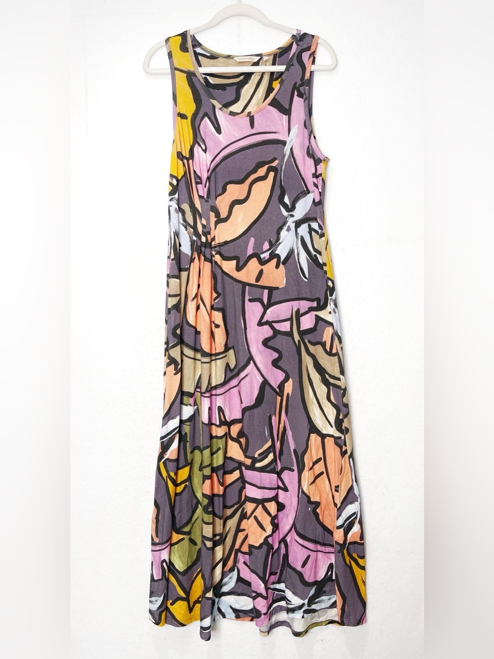 Soft Surroundings Joylyn Cinched Waist Maxi Dress Abstract Print Vacation Comfy - Picture 2 of 5